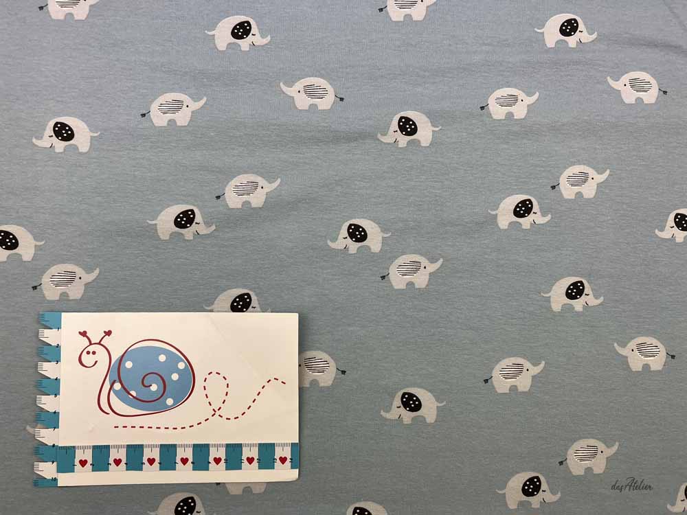 Baumwoll-Jersey Elefant 006 blau