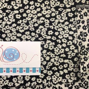 Jaquard Mischgewebe kl. Blumen schwarz/natur 160