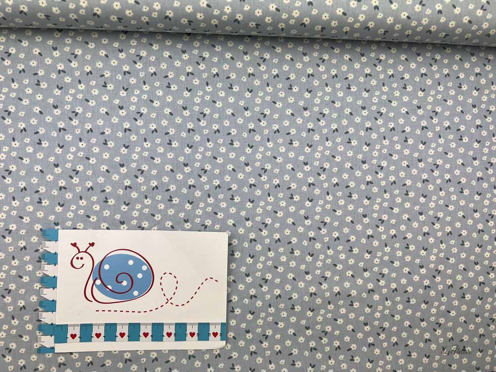 Baumwoll-Druck Blumen 002 blau