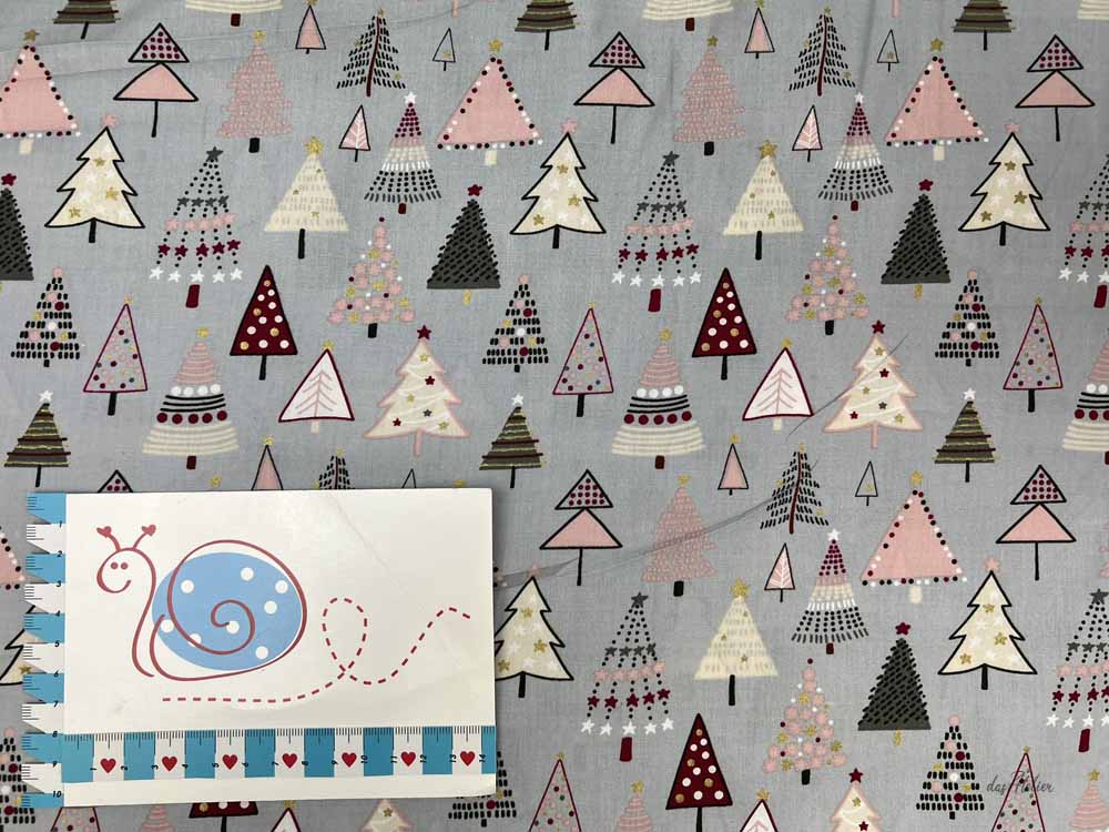 Baumwoll-Druck Weihnachten 760 bunte Tannenbäume