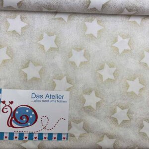 Baumwoll-Druck Sterne weissgold