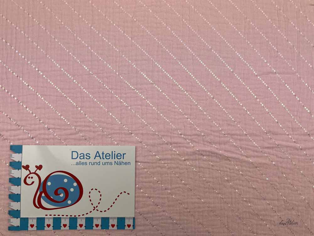 Musselin 079 rosa mit holografische Streifen