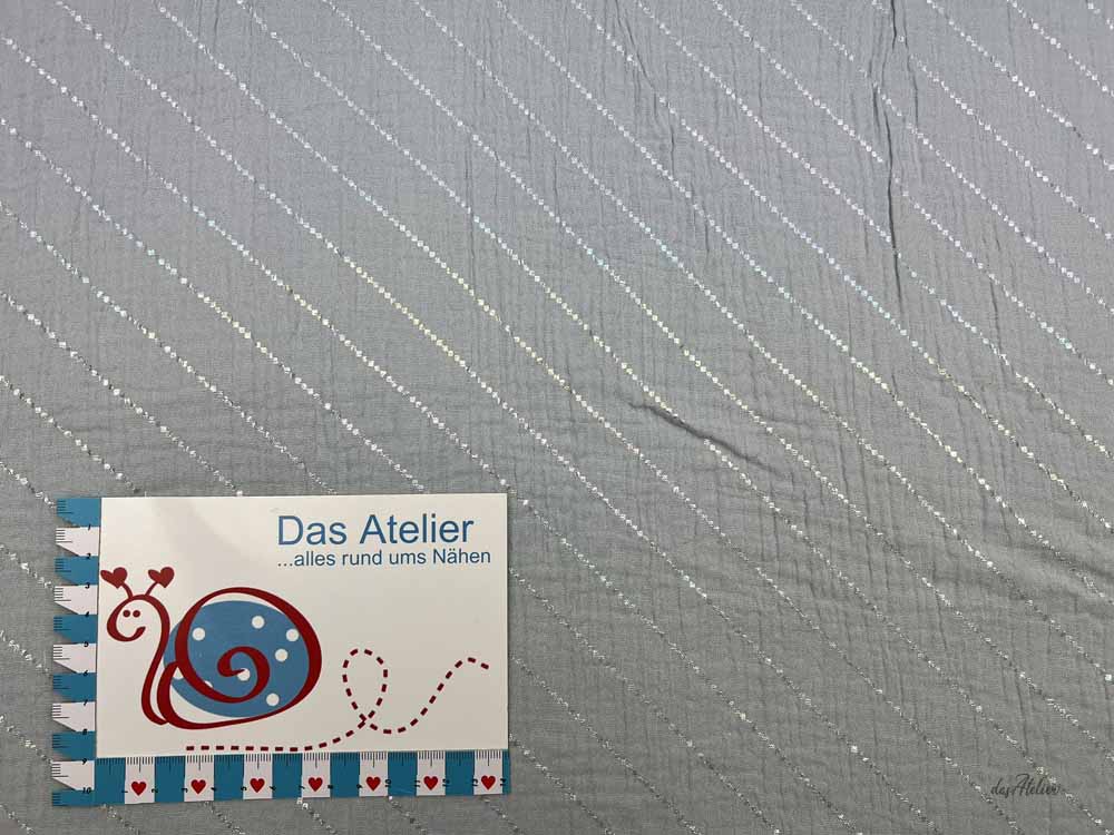 Musselin 077 hellblau mit holografische Streifen