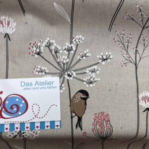 Dekostoff Vogelzweig beige