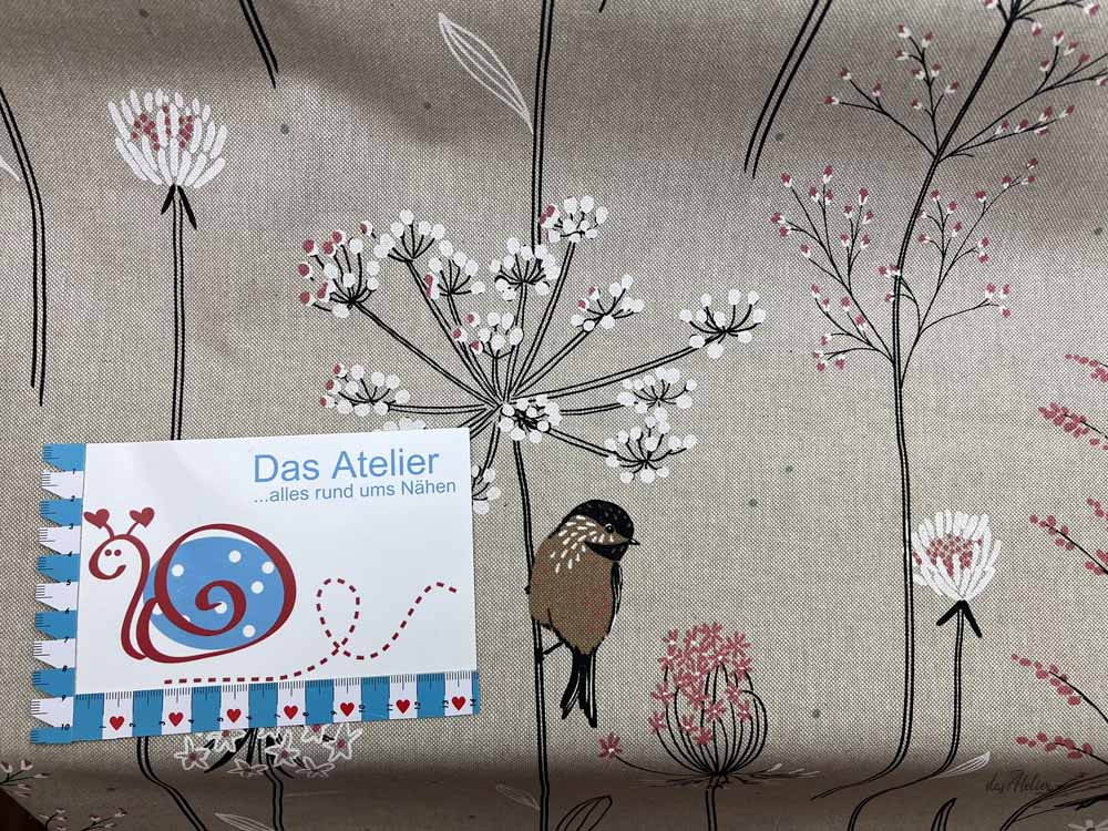 Dekostoff Vogelzweig beige